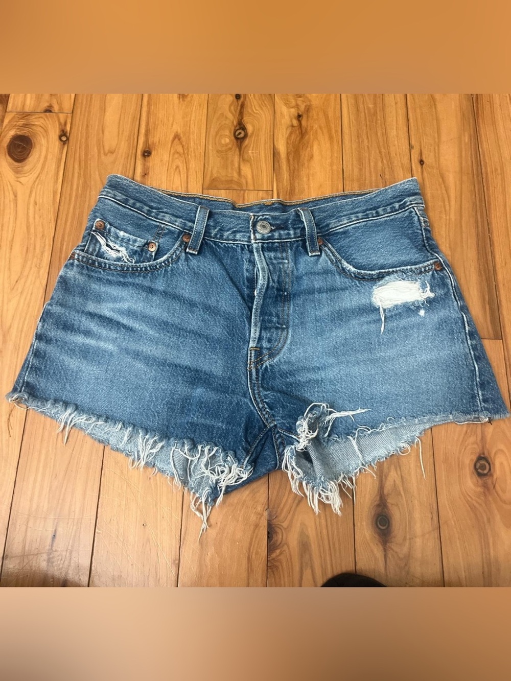 Levi 501s High-Rise Distressed Blue Denim Women's Shorts